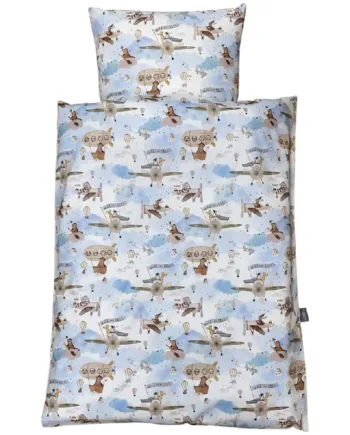 Nm Junior Sengelinned med Helikoptere - Lyseblå & Beige