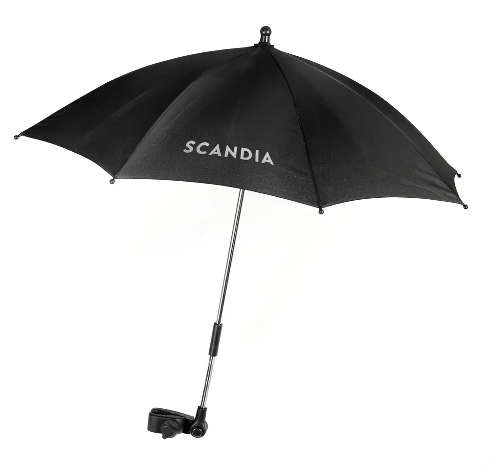 Solbeskyttende parasol til barnevogn fra Scandia