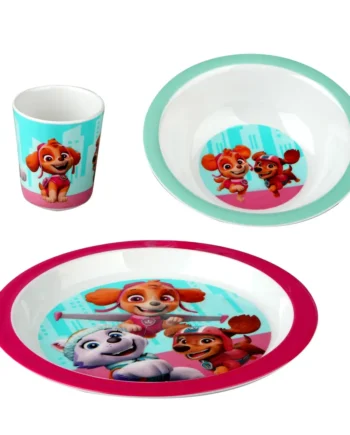 Paw Patrol Spisesæt - Rød Melamin til Børn - Sjovt Måltid