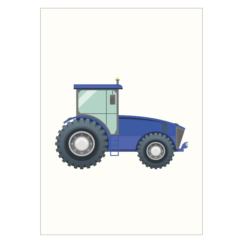 Traktor Plakat A3 til Børneværelset - Farverig Dekoration