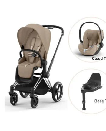 Priam Klapvogn med Cloud T og Base - Cozy Beige Chrome Black