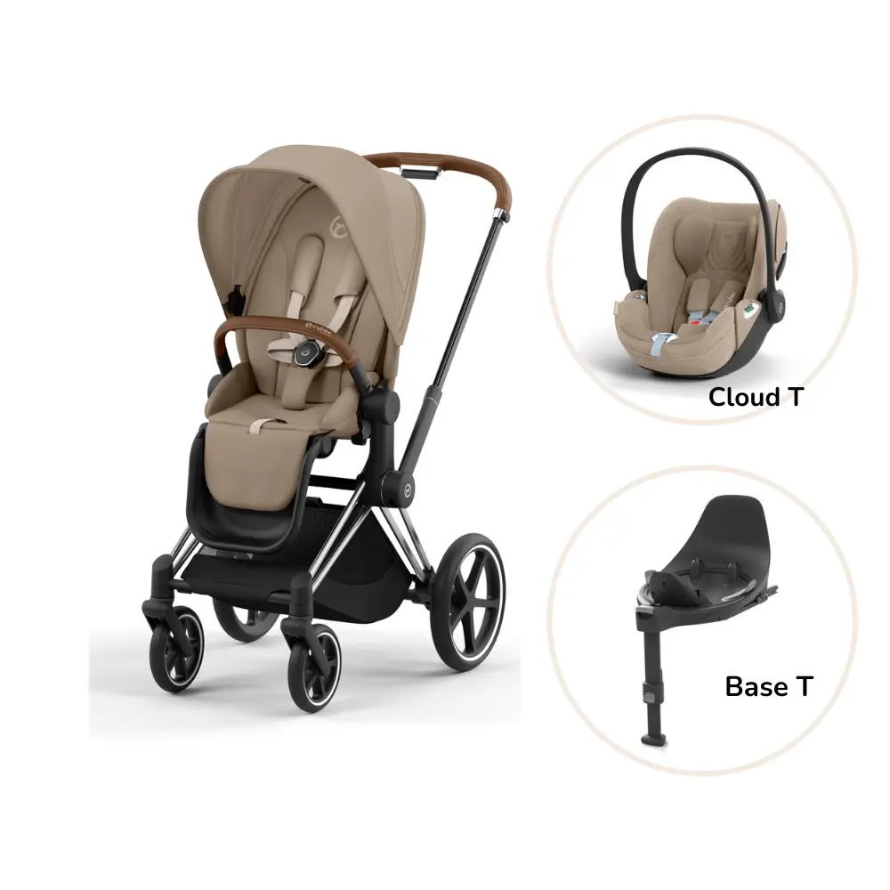 Cybex Priam Klapvogn med Cloud og Base - Cozy Beige Chrome
