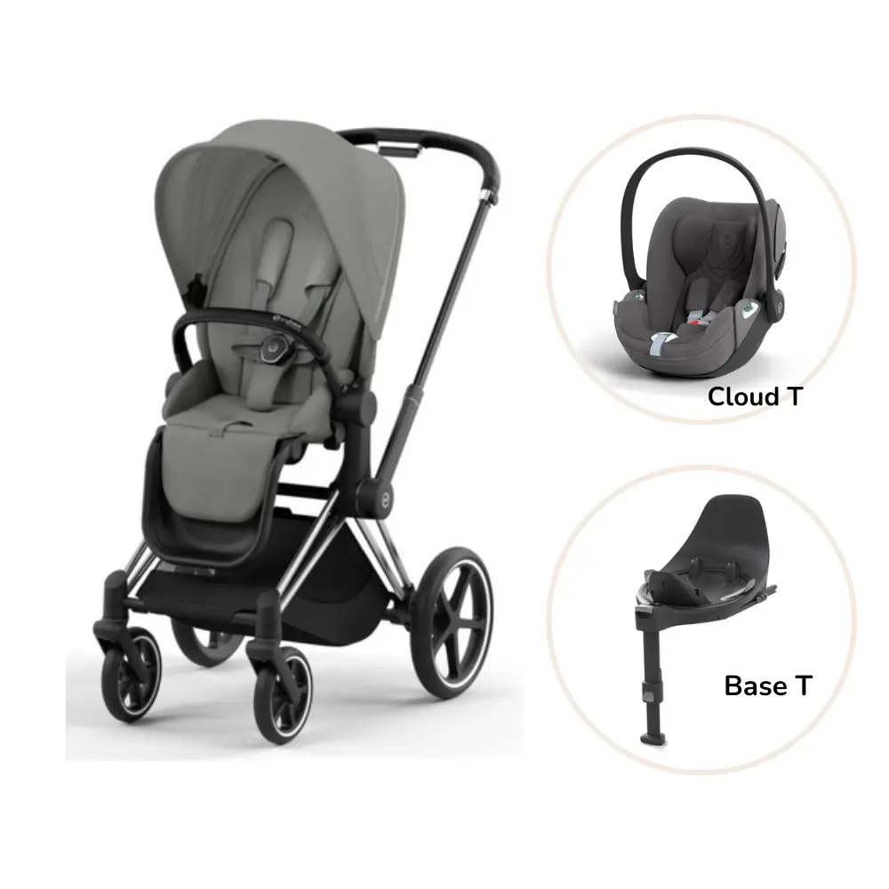 Priam Klapvogn med Cloud T og Base - Mirage Grey Chrome