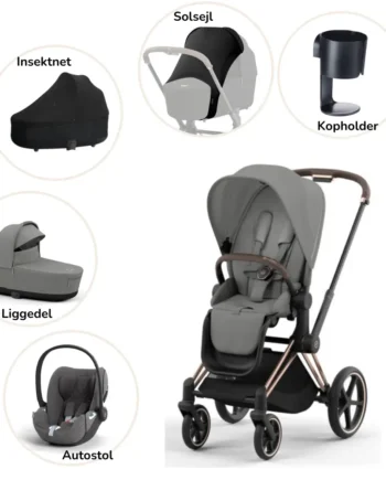 Cybex Priam Pakke - Mirage Grey Rosegold Plus Tilbud!