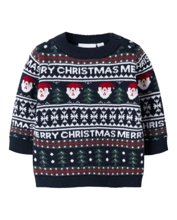 Rastokka Striksweater i Mørk Safir - Festlig Julestil