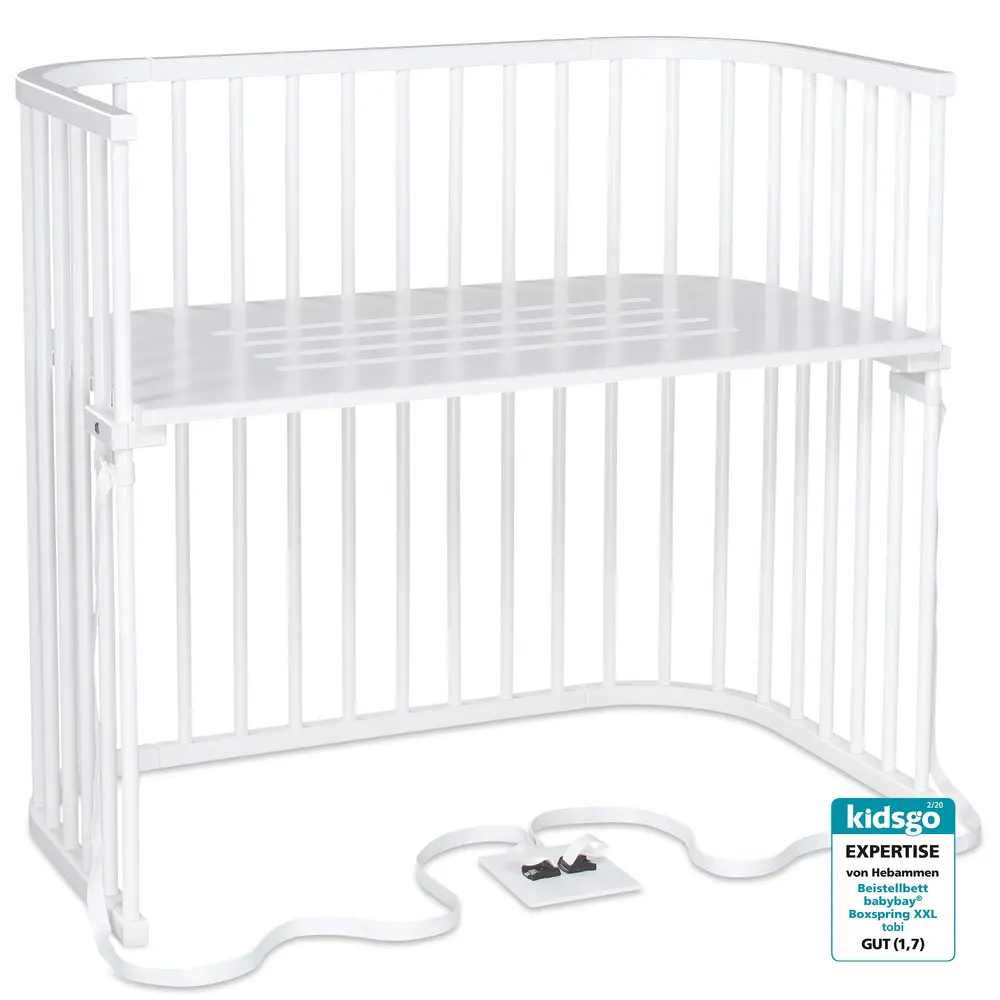 Side By Side Boxspring Seng - Hvid til Nærhed med Baby