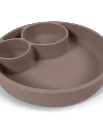 Silikone Tallerken Ruminddelt - Warm Grey til Børn