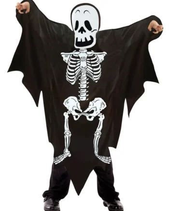 Skelet Spøgelse Kostume - Sort til Børn under 10 år