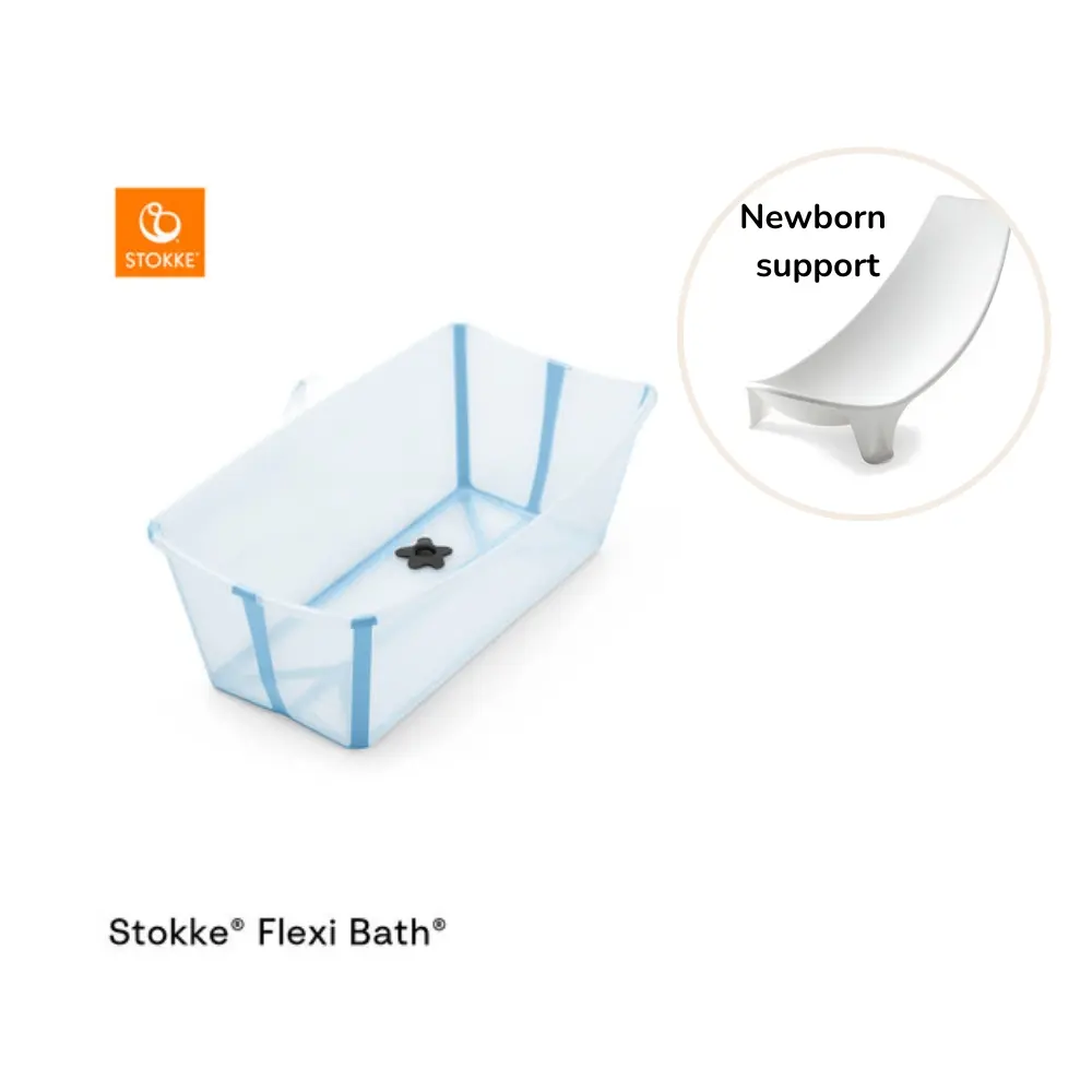 Stokke Flexibath med Nyfødt Støtte – Ocean Blue Tilbud