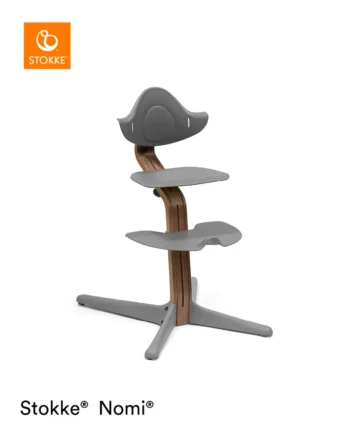 Stokke Nomi Højstol i Valnød og Grå – Ergonomisk Design