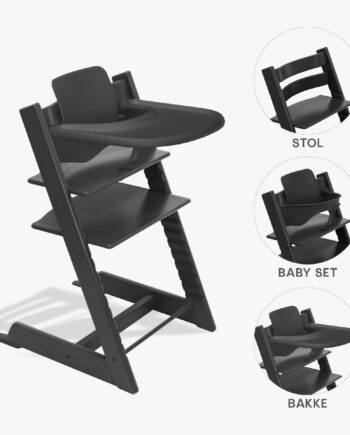 Stokke Tripp Trapp Bundle - Højstol, Babyset & Tray - Sort