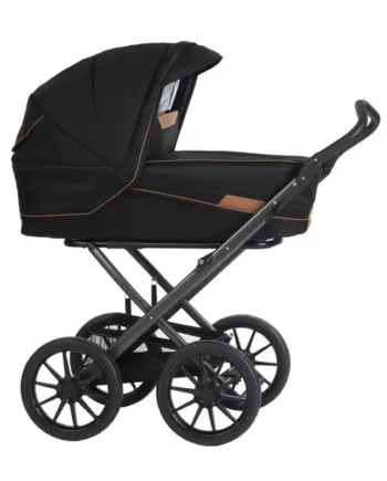 Stork Classic Barnevogn: Carbon Stel med Cognac Overdel