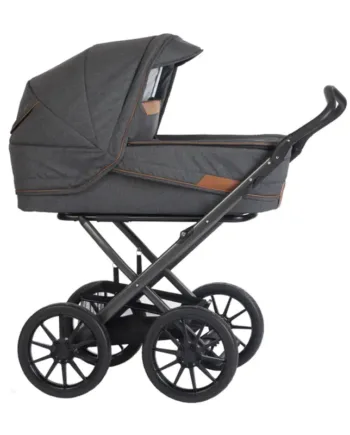 Stork Classic Barnevogn: Carbon Stel, Grafisk Sort Cognac