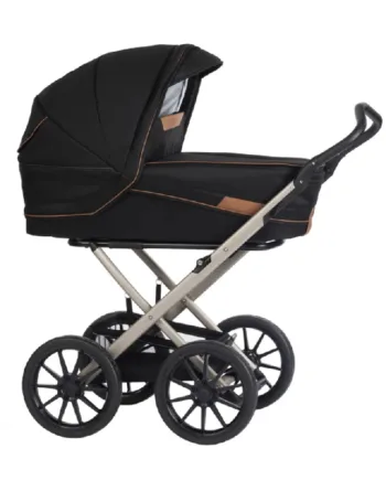 Stork Classic Barnevogn: Champagne & Sort Cognac Overdel