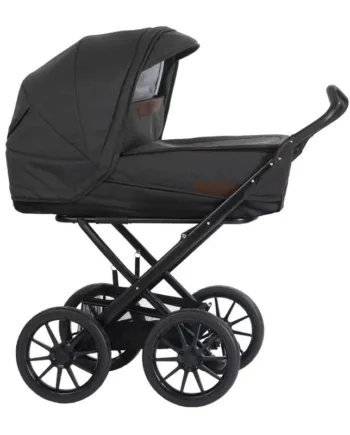 Stork Classic Barnevogn: Elegant Sort og Melange Brown