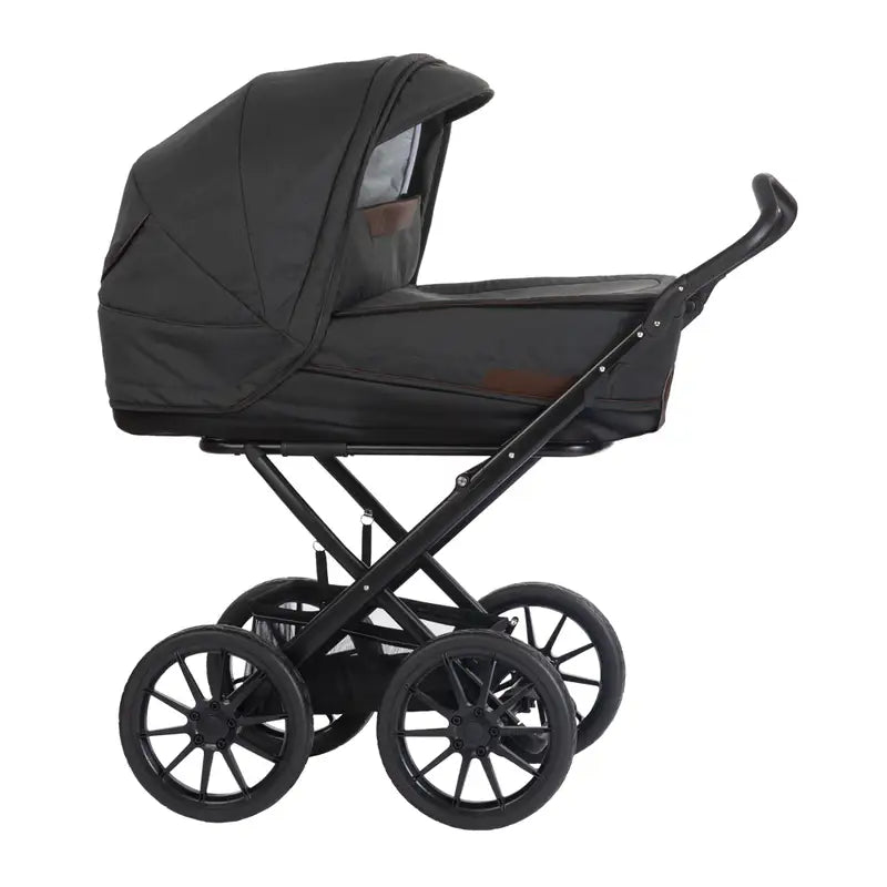 Stork Classic Barnevogn: Elegant Sort og Melange Brown