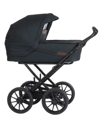 Stork Classic Barnevogn: Sort med Midnight Melange Top