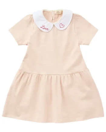 Stribet Kjole med Poplin Krave - Rose - Fantastisk Udsalg!