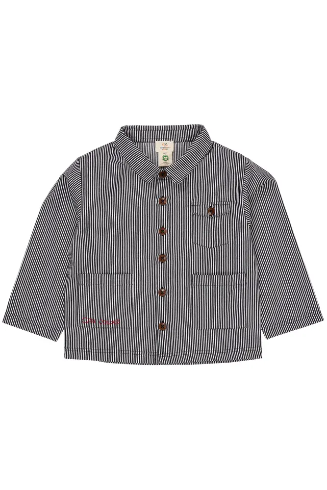Stribet Twill Jakke med Lommer – Navystripe til Børn