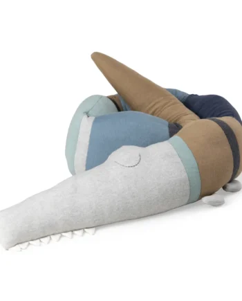 Strikket Pude Sleepy Croc i Dusty Blue Mix – Fantastisk Tilbud!