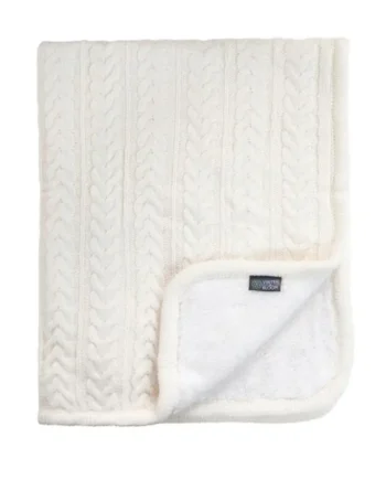 Fleece Striktæppe i Ivory – Vinter & Bloom til Børn