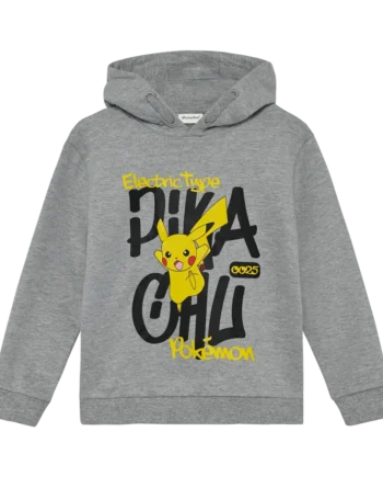 Pikachu Hættetrøje til Børn – Grå med Farverigt Print