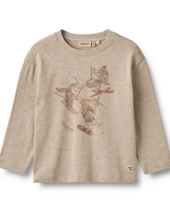 Langærmet T-shirt Claus - Venner på ski - Gravel Melange
