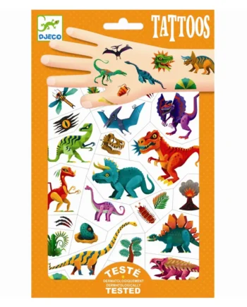 Farverige dinosaur tatoveringer til sjov leg!