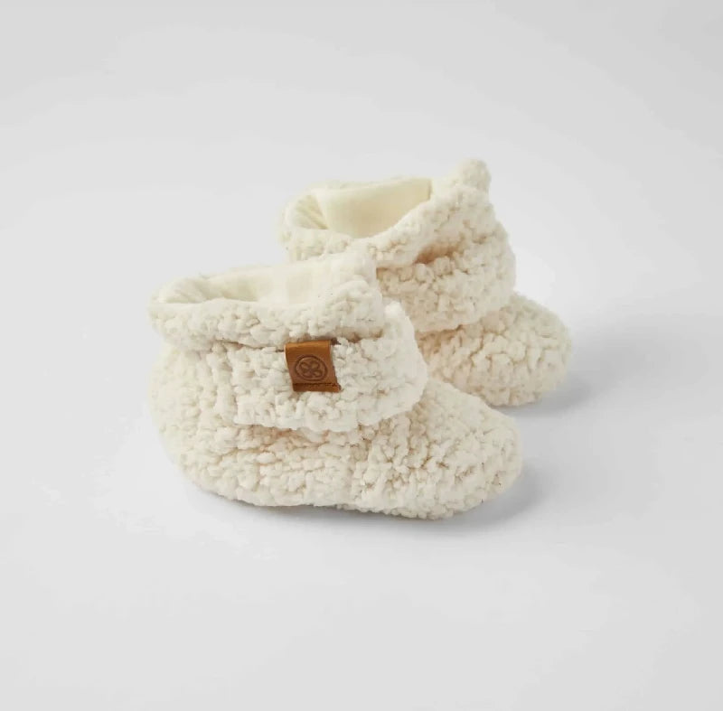 Bløde Teddy Booties i Off White til Baby – Komfortabel Varme