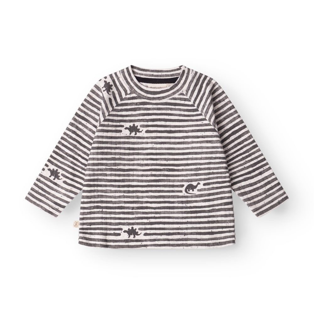 That’s Mine Aksel T-shirt – Mono Dino Stripe til børn