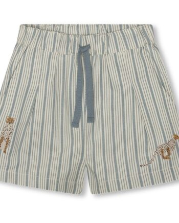 Stribede leopardshorts i blå til sjove sommerdage