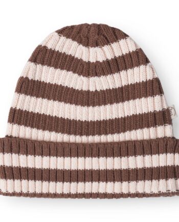 That's Mine Izzy Beanie med Brune Striber - Økologisk Kvalitet