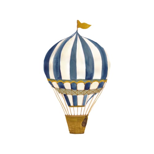 Retro Blå Luftballon Vægklistermærke til Børneværelset