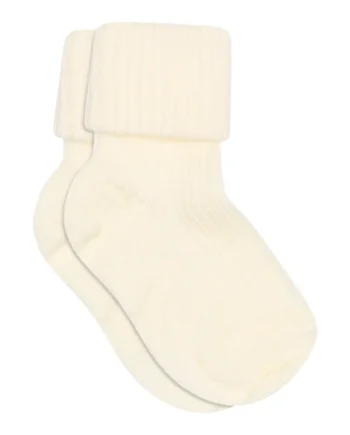 Uld Ankelstrømper - Rib Off White til Små Børn