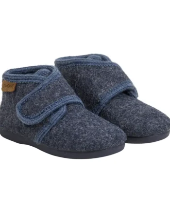 Uldhjemmesko med Velcro - Navy Melange fra En Fant
