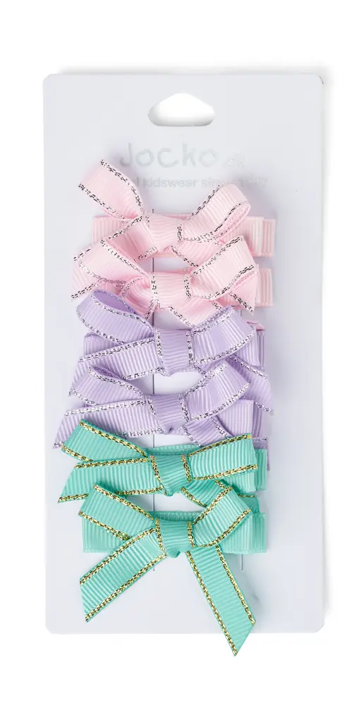 3x2 Hårspænder i Lyserød, Lilla og Grøn - One-size