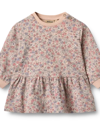 Zenia Sweatkjole i Rose Dust med Blomsterprint til Børn