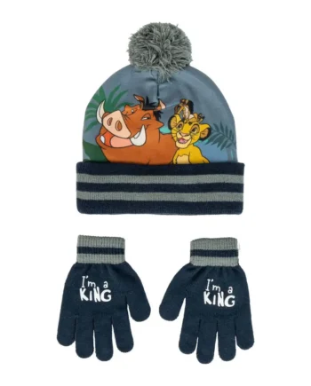 Delt Hue og Vante Sæt - Lion King - Grå Blå - Tilbud!