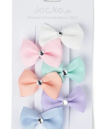 Mix Hårspænder - 6 Pastel Sløjfer med Glitrende Sten