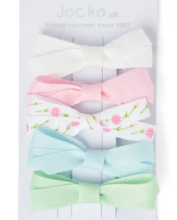 Mix Hårspænder - 5 Sløjfer med Blomsterprint og Farver
