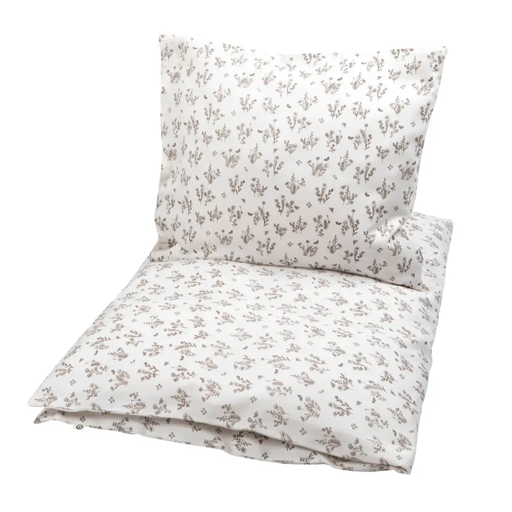 Blomsterfarvet Baby Sengetøj 70x100 cm - Beige Tilbud