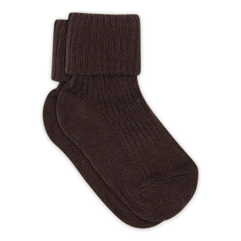 Baby Rib Ankelstrømpe Dark Brown 25 28