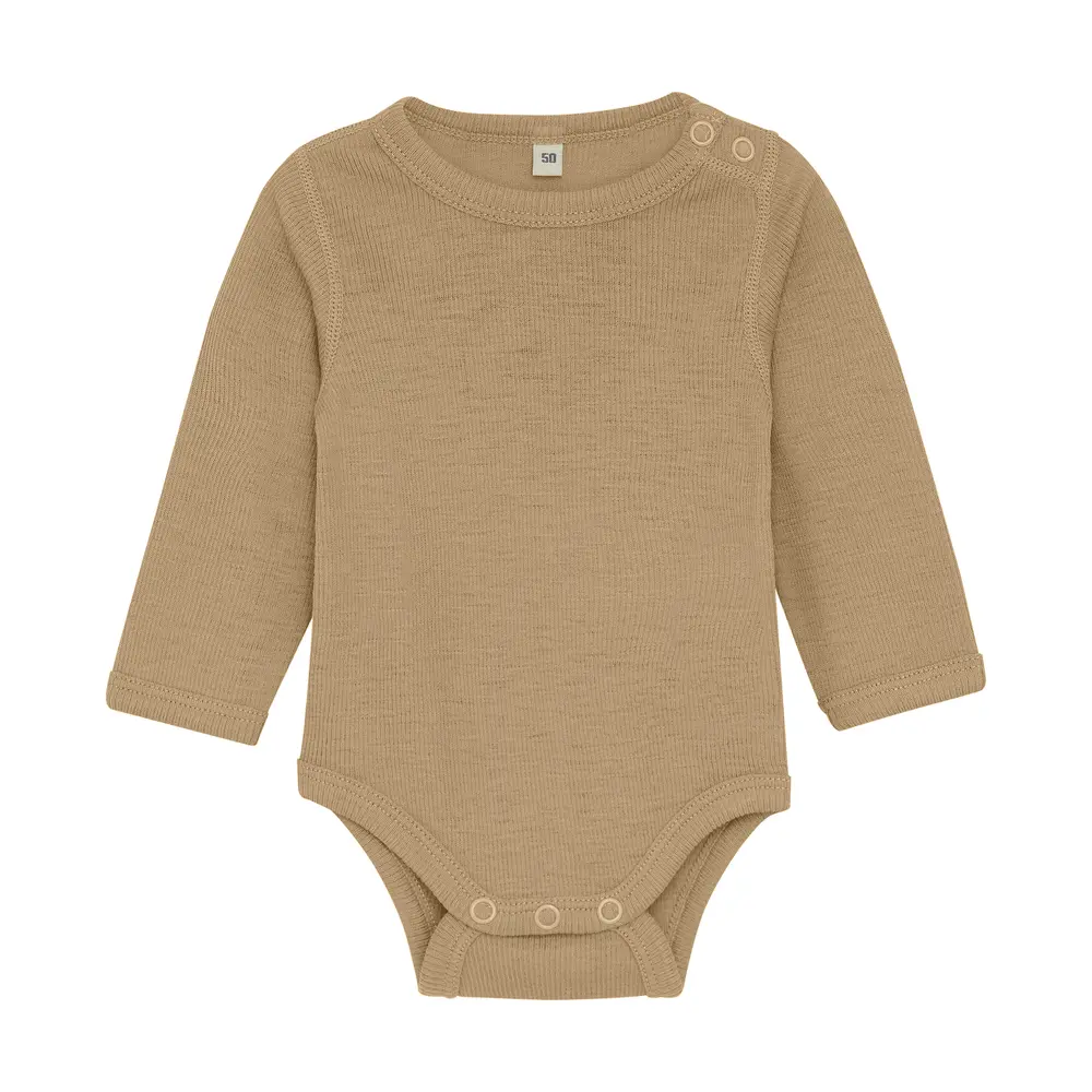 Uld Body Langærmet - Solid Light Camel Melange - Tilbud!