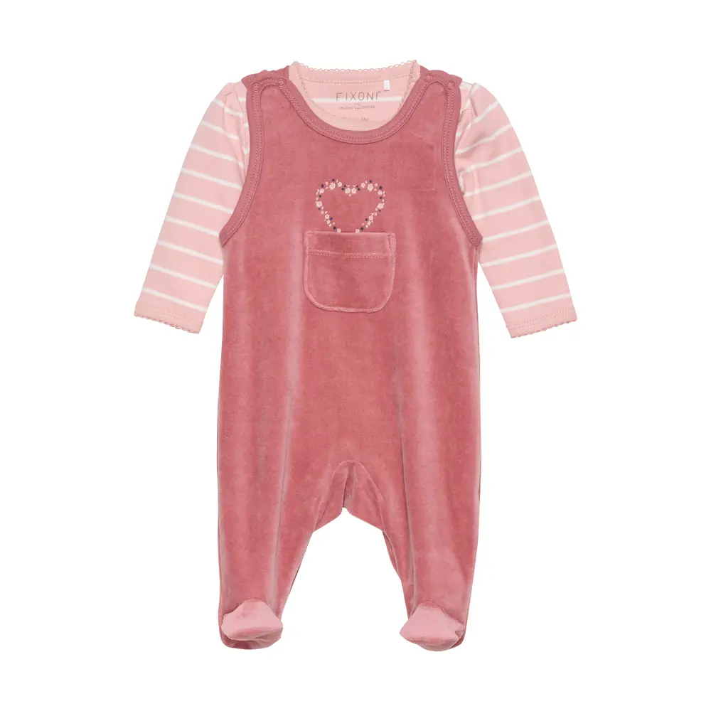 Langærmet Velour Romper i Withered Rose fra Fixoni