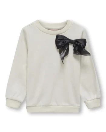 Hvid Sweat med Sløjfe - Cloud Dancer fra Kids Only