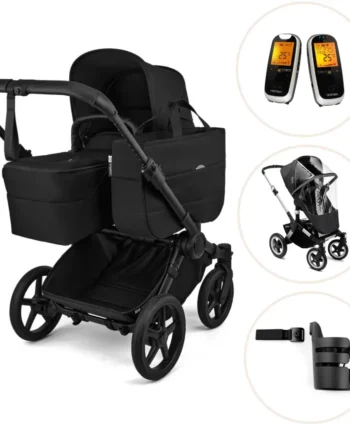 Bugaboo Donkey   Kombivogn Med Kopholder  Regnslag Og Neonate 6500d Babyalarm Heritage Black Black