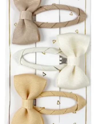 Beige Hårclips med Sløjfer - Elegant Tilbehør til Børn