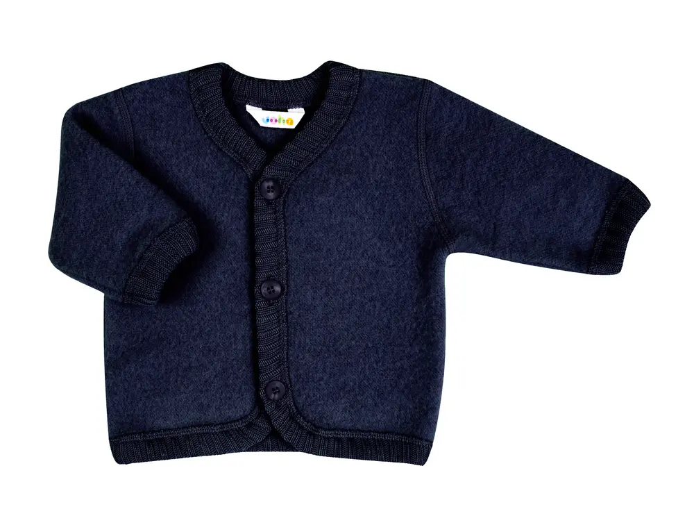 Blå Cardigan i Merinould fra Joha - Udsalg!