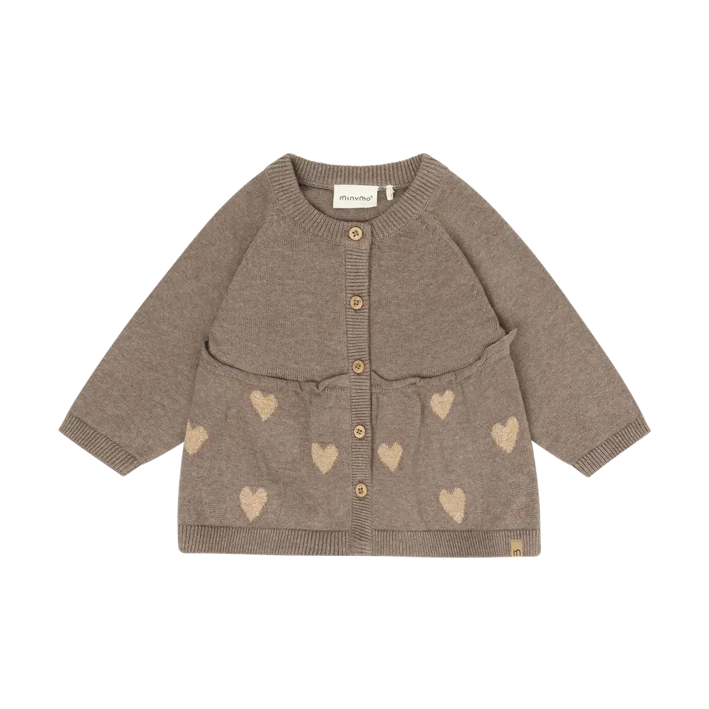Minymo Cardigan Dark Brown Melange 74