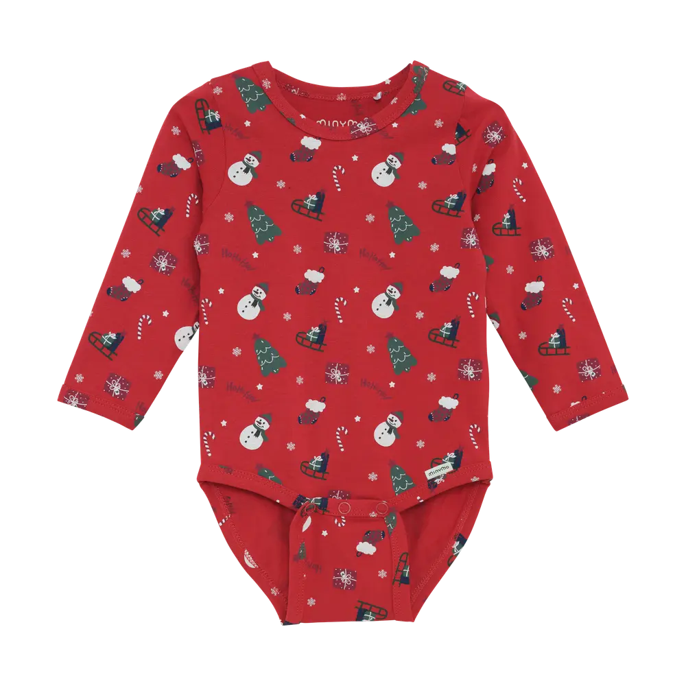 Minymo Langærmet Body Scarlet Sage 56